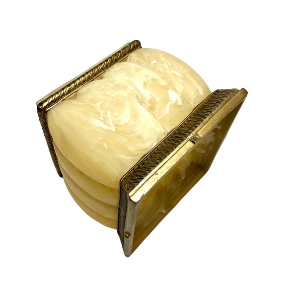 Springmaid Luxury Palais Cream Gold Faux Marble Tissue Box Cover - Picture 4 of 6